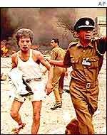 Scene of LTTE bomb attack during the conflict