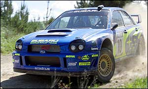 Subaru's Tommi Makinen on his way to third place 