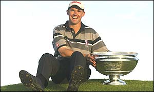 Padraig Harrington with the Dunhilll Links Championship trophy