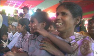 Gleeful relatives of soldiers released by the  LTTE earlier