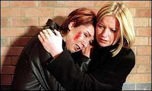 Brookside actresses Claire Sweeney and Alexandra Fletcher
