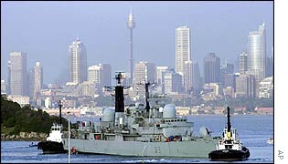 HMS Nottingham in Sydney Harbour