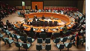 The United Nations Security Council conducting a meeting on Iraq