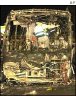 Burnt-out bus