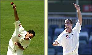 Simon Jones is England's star performer, despite a patchy spell he ends up with 5-78  