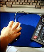 Mouse, calculator and keyboard