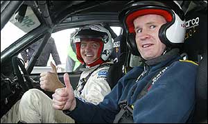 BBc Sport Online's Bryn Palmer prepares to take a spin with Formula One pundit Tony Jardine 