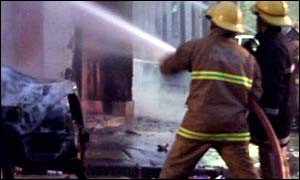 Firefighters in action