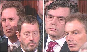 Health Secretary Alan Milburn (left) and Home Secretary David Blunkett Chancellor and Gordon Brown (left) and Prime Minister Tony Blair 