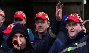 Firefighters on a picket line in Edinburgh