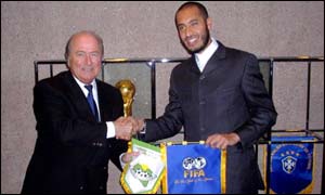 Al-Saadi Gaddafi and Sepp Blatter