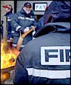 Firefighters strike outside their station