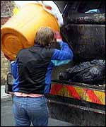 Dustman with bin   BBC
