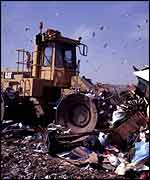 Bulldozer on tip   BBC