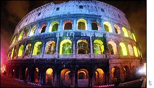 The Colosseum lit up after an execution order is overturned