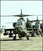 US army helicopters in the Saudi Arabia during the Gulf War, 1991
