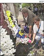 Mourners lay wreaths at the site of the Bali bomb. 