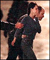 A hostage is evacuated from the theatre