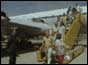 Photograph of holiday-makers returning from Cyprus