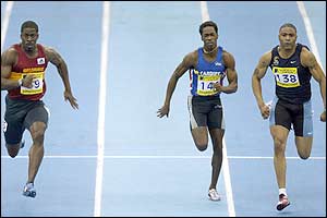 Mark Lewis-Francis wins the 60m final  