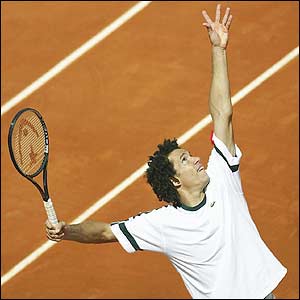 Morocco�s  Younes El Aynaoui winds up a serve