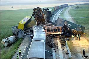 Wrecked carriages, 4 June 2003