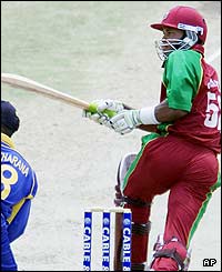 Marlon Samuels  hits a series of fine shots as the West Indies pile on the runs