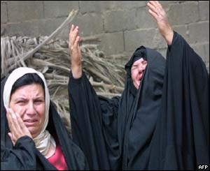 Two women weeping