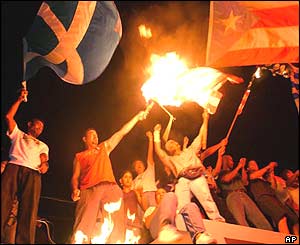 US flag burnt