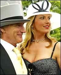 Rod Stewart and his girlfriend Penny Lancaster arrive