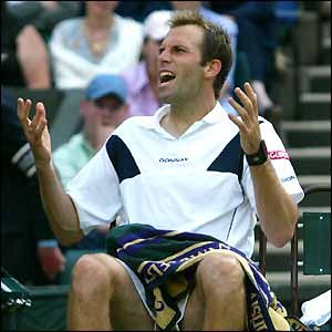 after hearing a ball called out - it turns out by someone in the crowd   