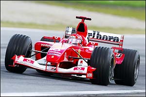 Schumi gets comfortable at the head of the pack