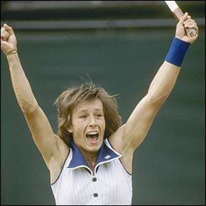 Martina Navratilova  celebrates her first Wimbledon success in 1978 
