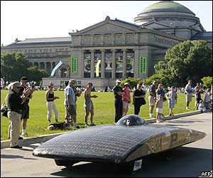 Solar-powered car outside  Chicago's Museum of Science and Industry 