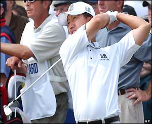 S K Ho tees off
