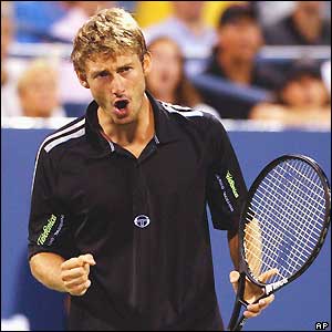 Juan Carlos Ferrero reacts during his win over Todd Martin