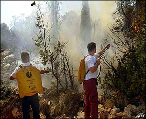 Fire fighters near Dubrovnik