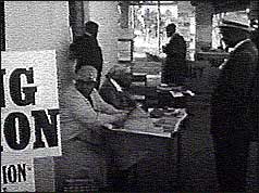 Scene inside polling station  