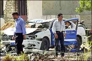 Wrecked police car