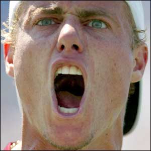 Lleyton Hewitt celebrates his win over  Lee Hyung-taik