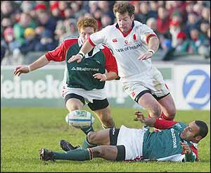 Leon Lloyd is put under pressure by James Topping