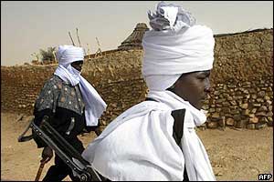 Militiamen of the rebel Justice and Equality movement in Sudan
