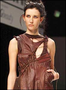 British model Liberty Ross on the catwalk for designer Bora Aksu 