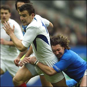 Damien Traille runs with the ball for France