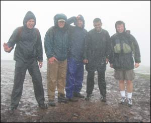 Peter Anderson from Seattle and university students from London atop Pen y Fan  in the Brecon Beacons