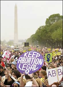 Women at the abortion march in Washington