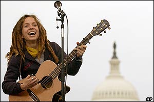 Singer Ani DiFranco at the abortion march in Washington