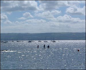 Ray McGowan took this picture of wife Avril with their three grandchildren on the West Kirby Marina harbour wall walk at high tide