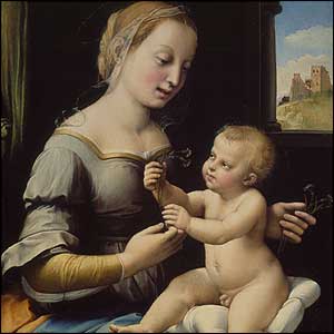 The Madonna of the Pinks, which was saved from export when the National Gallery raised �22m,  is the centre of the exhibition.