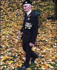 Artillery Regiment veteran  Arthur Wragg, 83, walked from York's Remembrance Day ceremony.